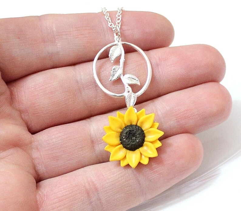 Sunflower Necklace Sunflower Jewelry Gifts Yellow Etsy