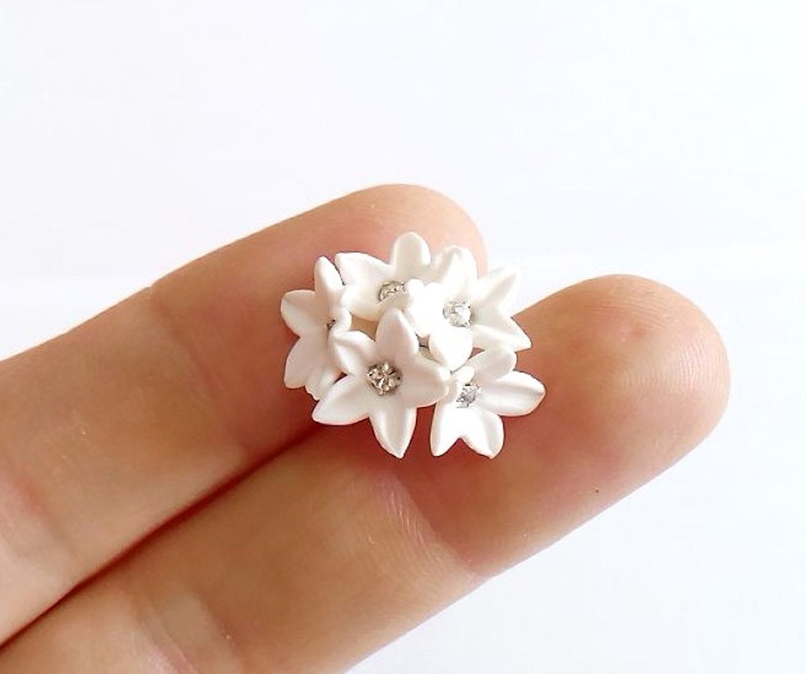 Small White Flower Hair Clips. White Wedding Flower. Hair Etsy