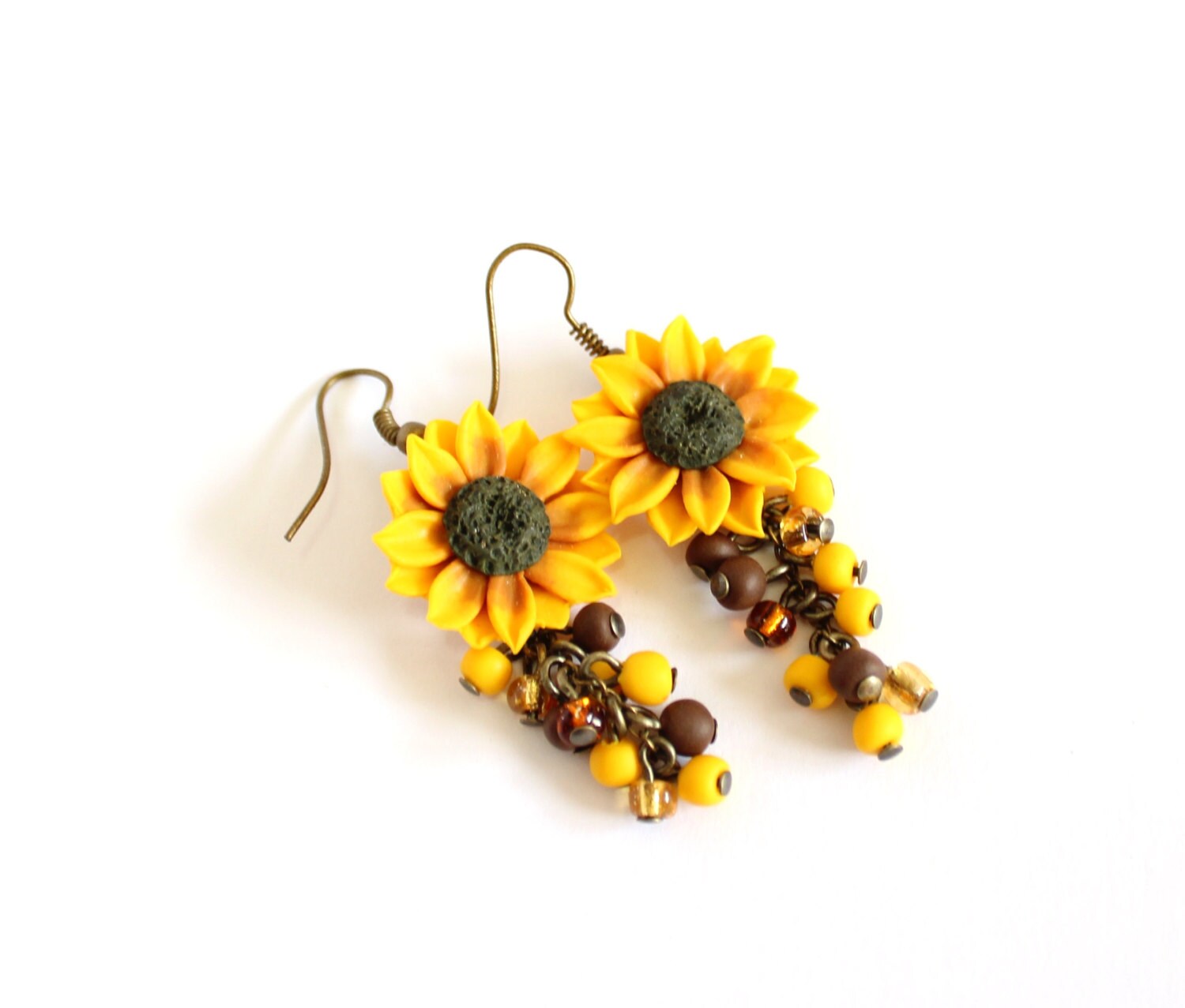 Yellow Sunflower Drop Earringsyellow Flower Drop Earrings Etsy