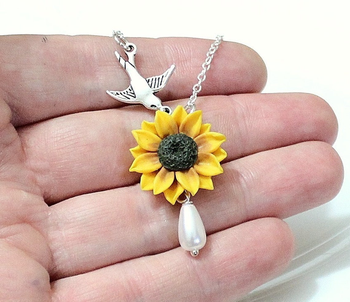 Sunflower Necklace Sunflower Jewelry Gifts Yellow Sunflower Etsy Israel