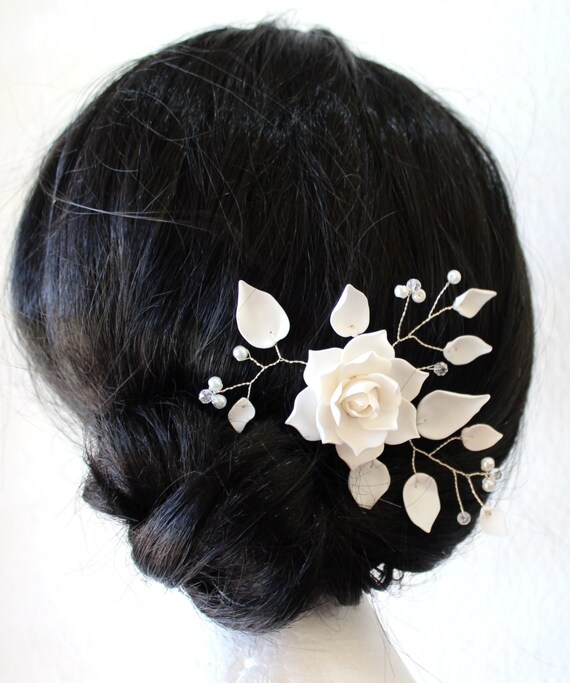 White Magnolia Flower Hair Clips Flower Accessories Etsy