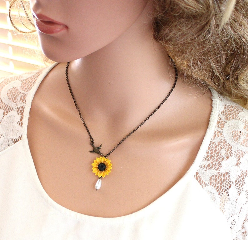 Sunflower Necklace Sunflower Jewelry Gifts Yellow Sunflower Etsy Israel