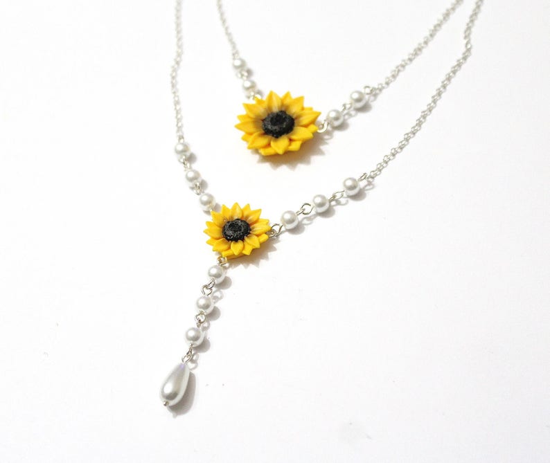 Sunflower Necklace Bridal Sunflower Bridesmaid Jewelry for Etsy Israel
