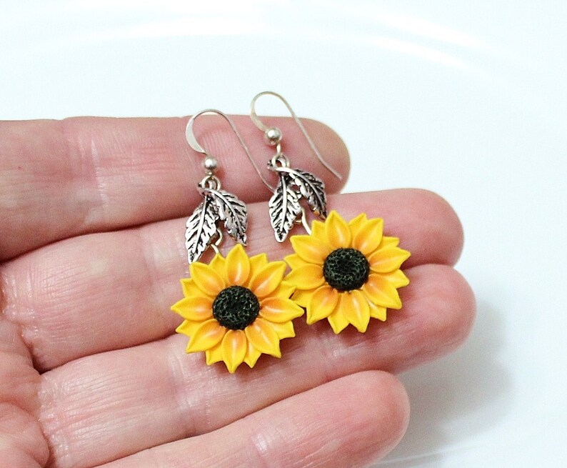 Sunflower Drop Earrings Yellow Flower Drop Earrings Jewelry Etsy