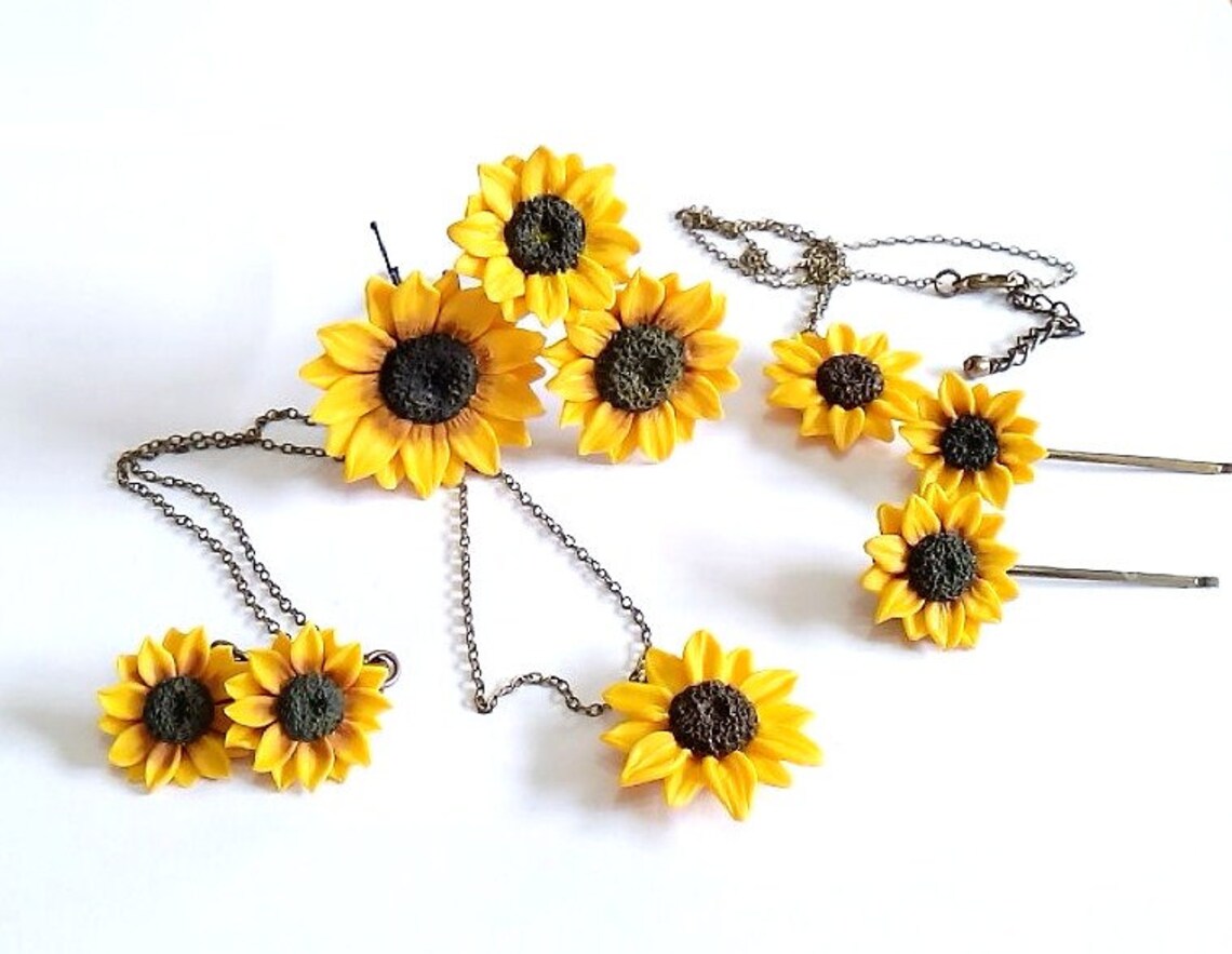 Sunflower Necklace Sunflower Jewelry Gifts Yellow Sunflower Etsy Israel