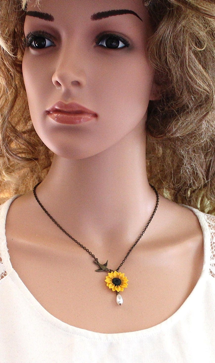 Sunflower Necklace Sunflower Jewelry Gifts Yellow Sunflower Etsy
