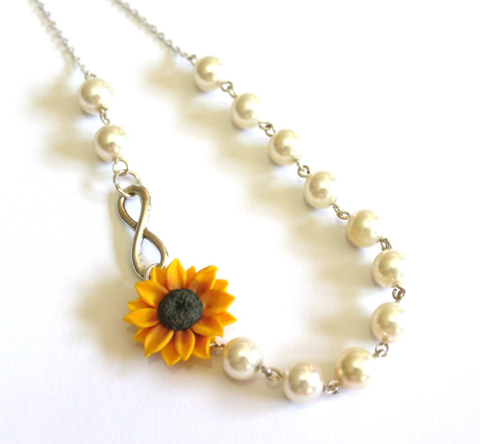 Sunflower Infinity Necklace Sunflower Jewelry Yellow Etsy