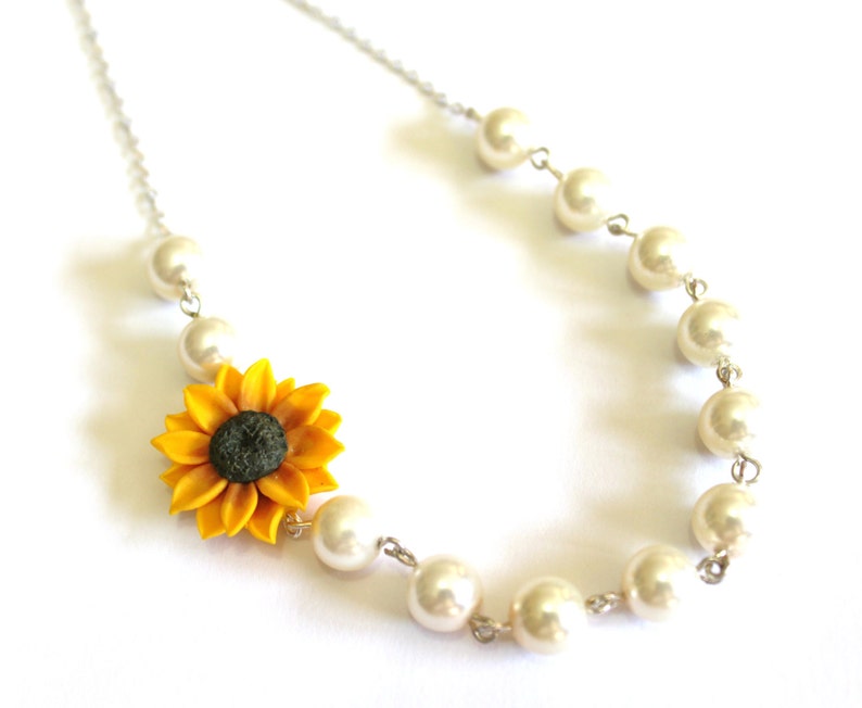 Sunflower Necklace Sunflower Flower Girl Necklace Wedding Etsy