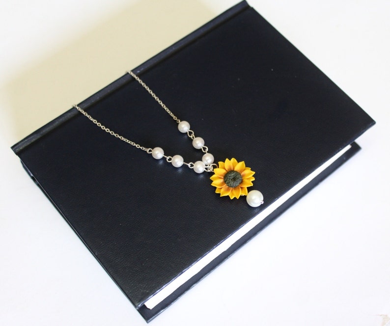 Sunflower Bridal Necklace Sunflower Jewelry Yellow Sunflower Etsy