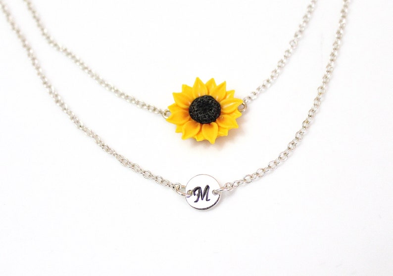 Sunflower Layering Necklace Set Necklace Layered Etsy