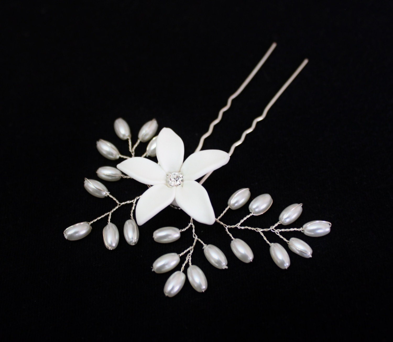 White Jasmine Flower Accessories Hair pin Jasmine Wedding Etsy