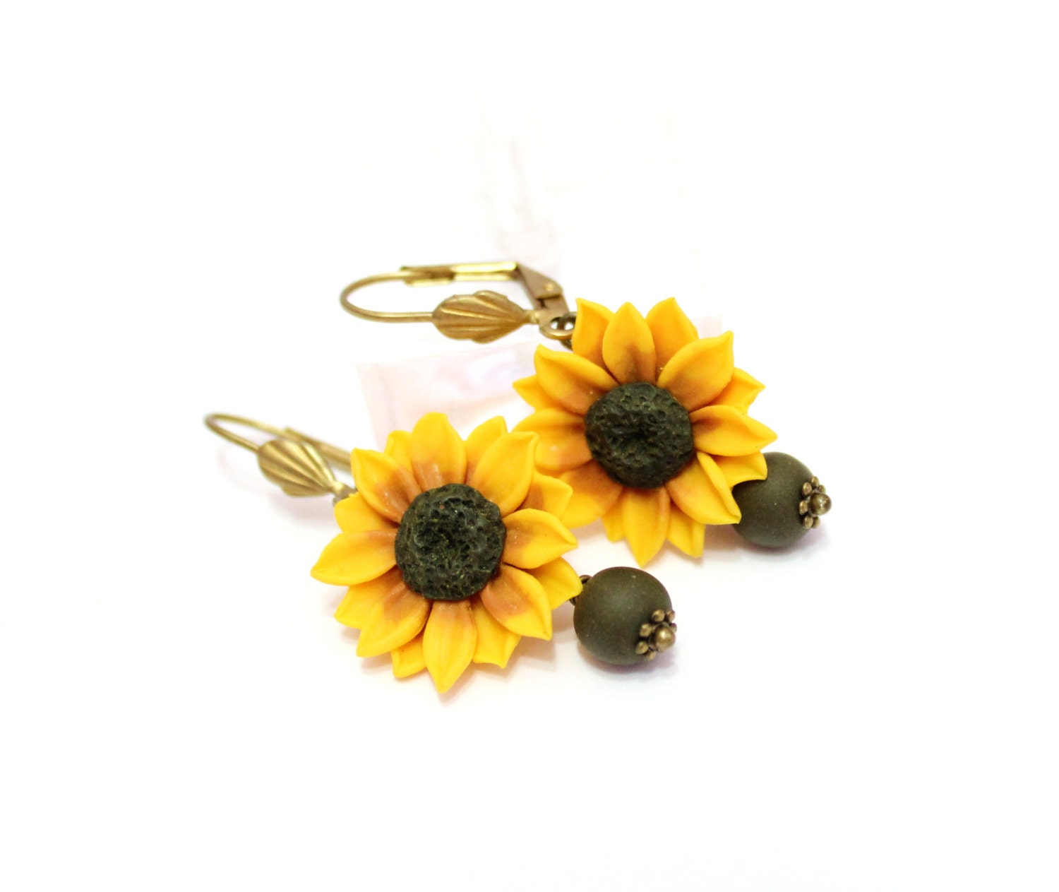 Sunflower Drop Earrings Yellow Flower Drop Earrings Jewelry Etsy