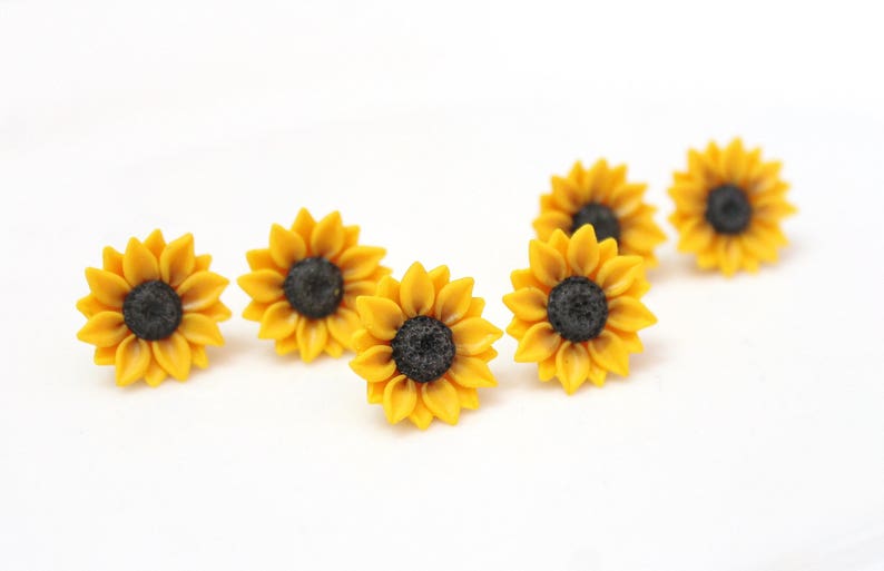 SET of 2.3.4.5.6.7.8 Sunflower Stud Earrings Wedding - Etsy