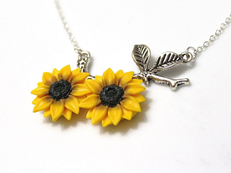 Sunflower Necklace Sunflower Jewelry Gifts Yellow Sunflower Etsy Israel