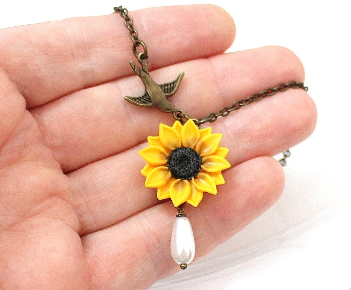 Sunflower Necklace Sunflower Jewelry Gifts Yellow Sunflower Etsy Israel