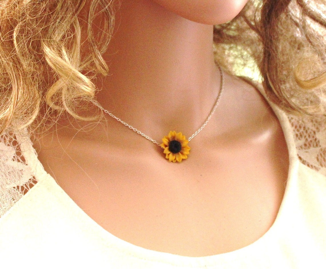 Sunflower Choker Sunflower Necklace Sunflower Jewelry Etsy