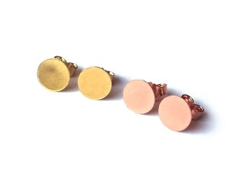 Rose gold earrings plate disc circle point around 925 Silver 585 transformation red gold or yellow gold 8 mm