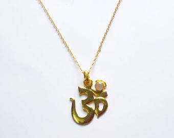 Om Mantra Rosenquarz Halskette, Yoga Schmuck, Meditation Halskette, Mala, universelle Mantra Halskette, Om Halskette, Yogini