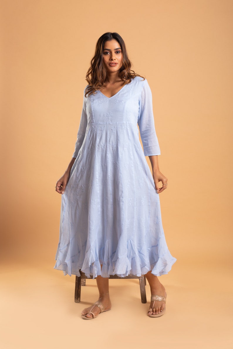 Handmade magical muslin cotton feminine dream dress image 5