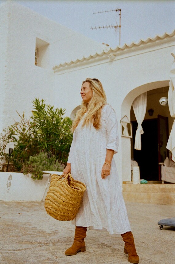 white embroidered boho dress Women's Cotton White Embroidered Dress main image 1
