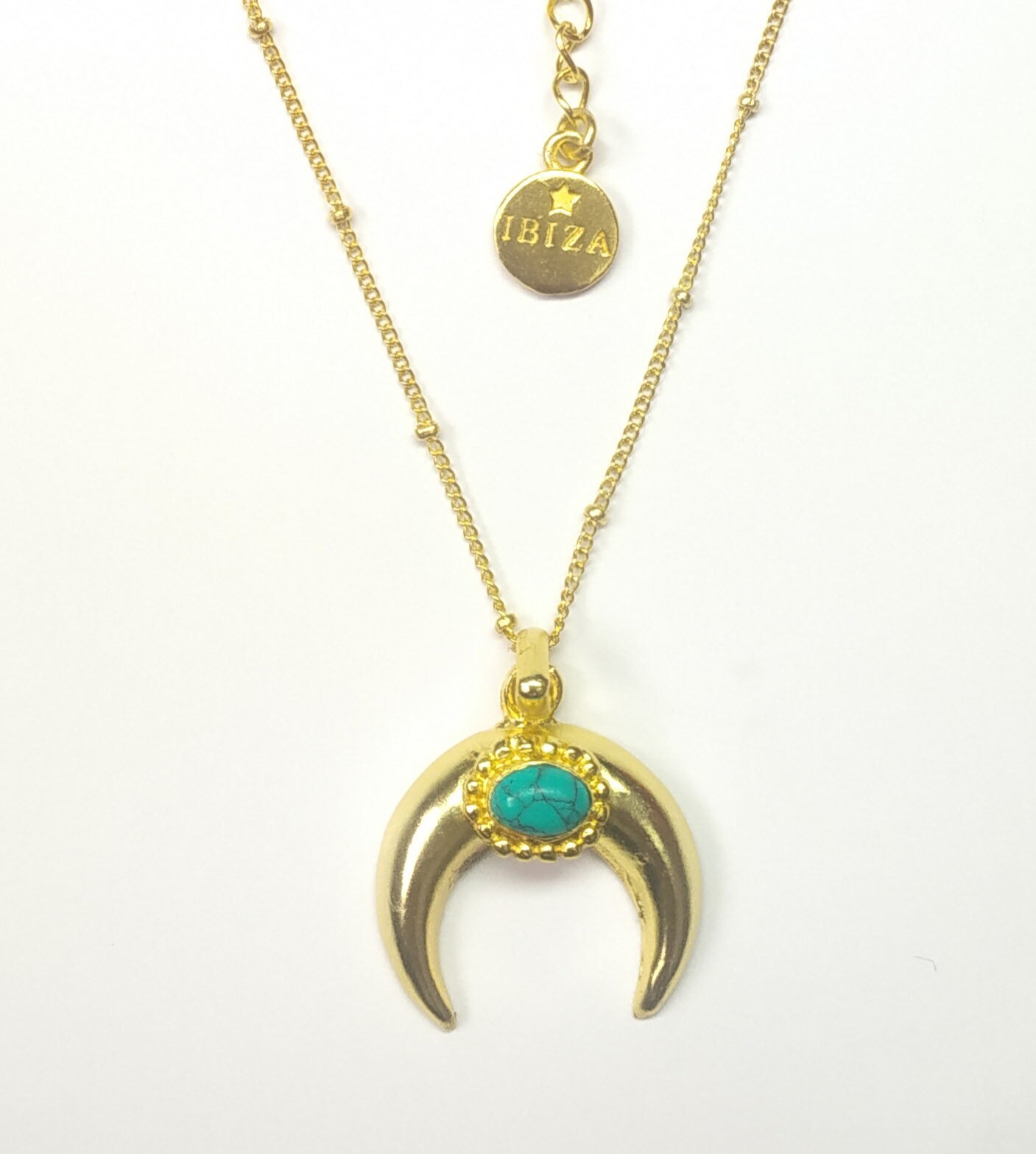 Moon  necklace with turquoise gemstone , yoga jewellery, woman moon awakening necklace, boho necklace, labradorite half moon  jewellery