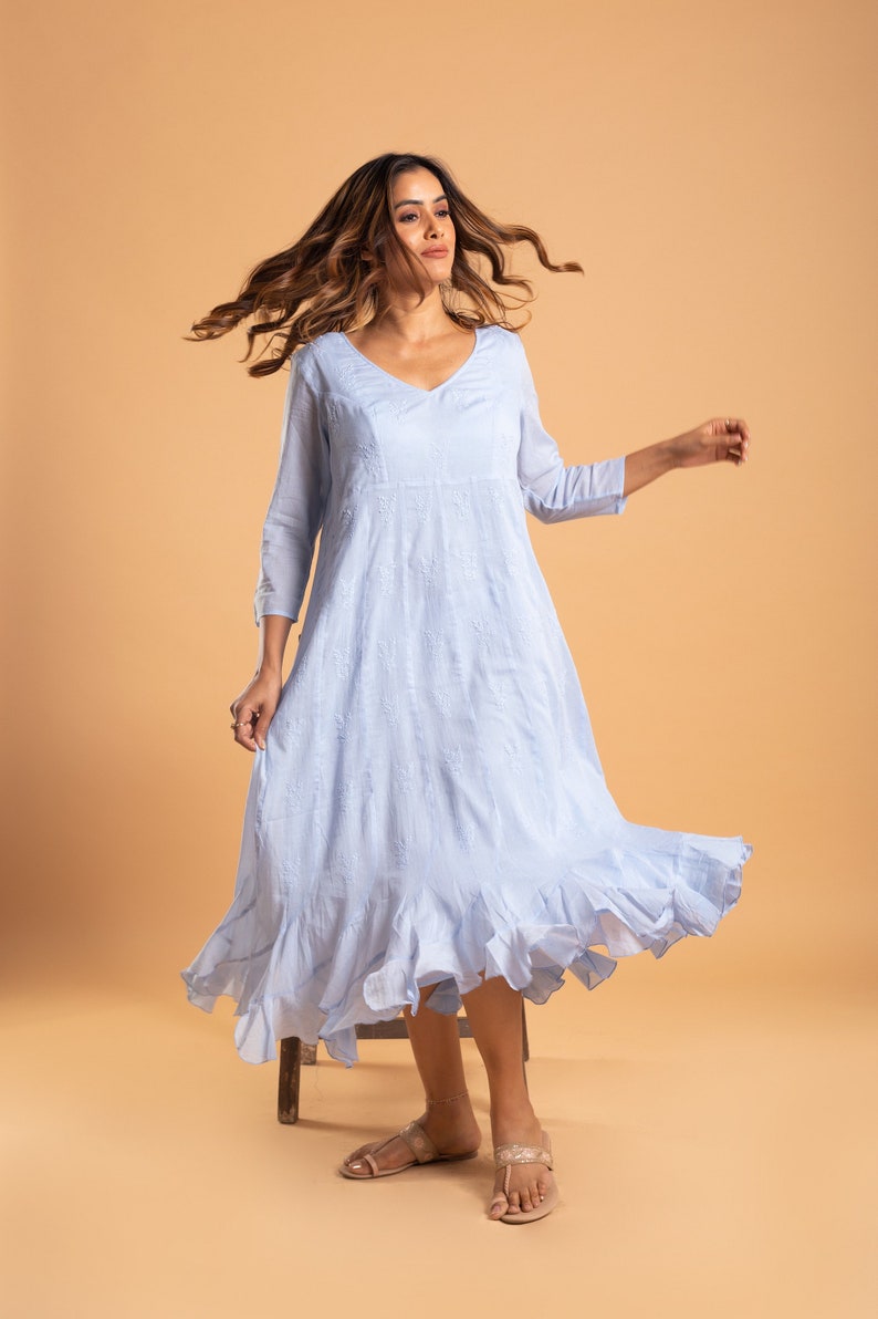 Handmade magical muslin cotton feminine dream dress image 4