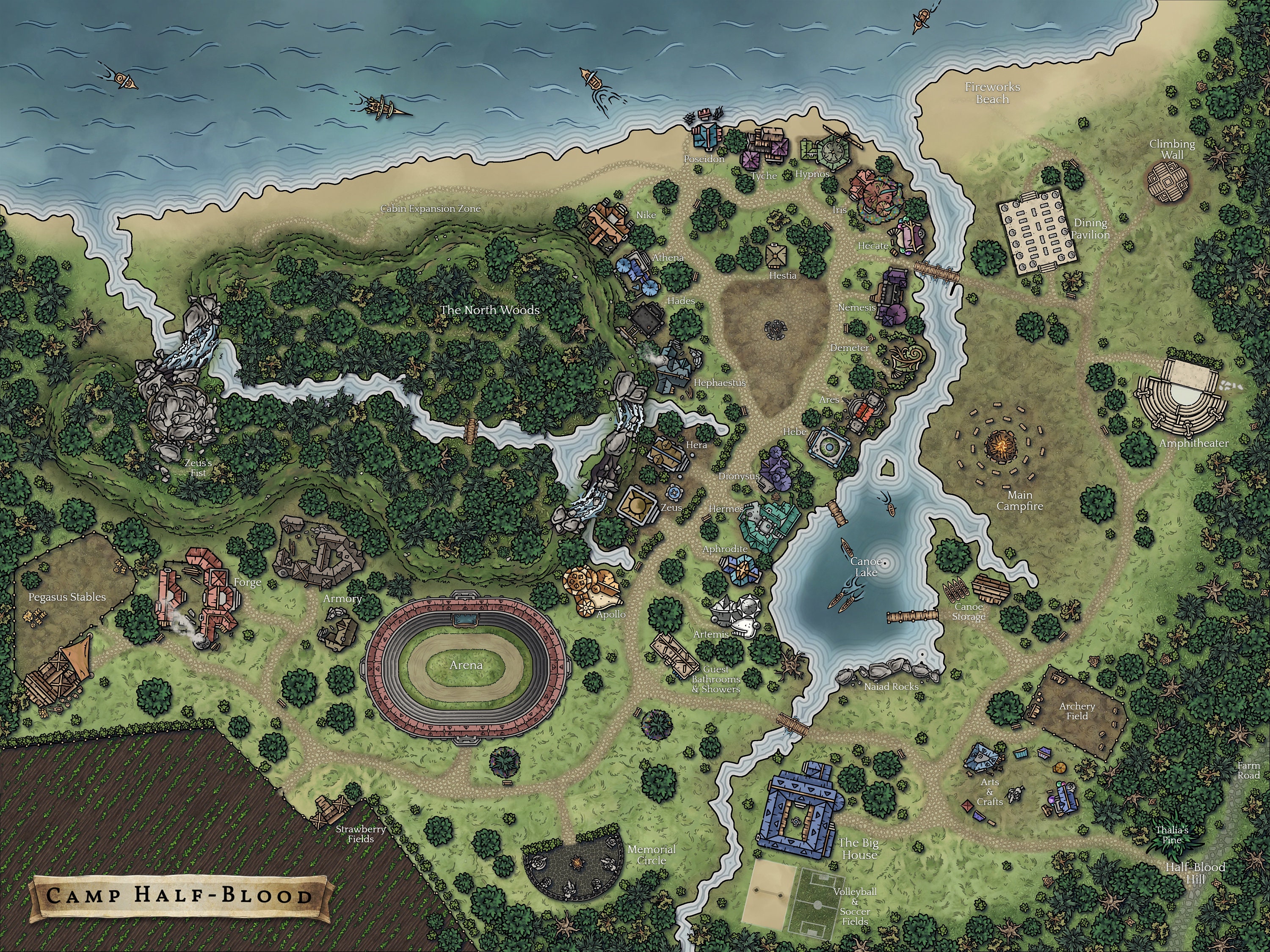 Camp Half-blood Map DIGITAL DOWNLOAD Percy Jackson Camp Map 