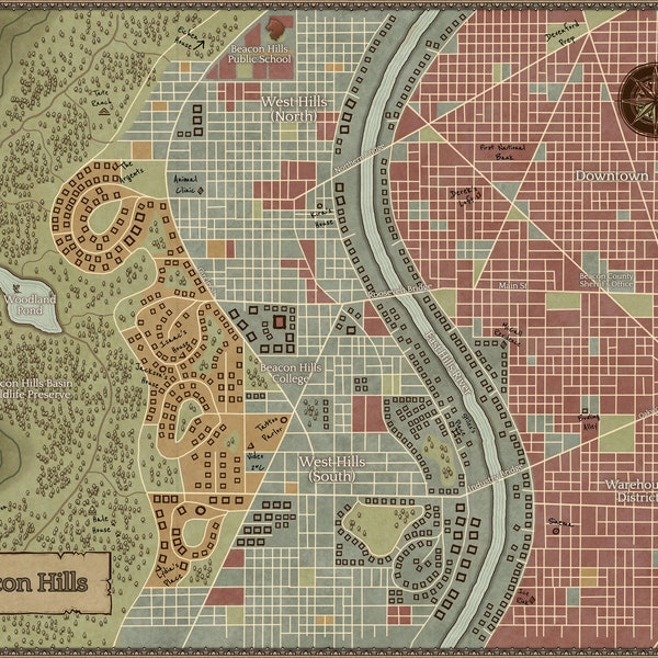 Beacon Hills Map DIGITAL DOWNLOAD || Teen Wolf Art Print Poster