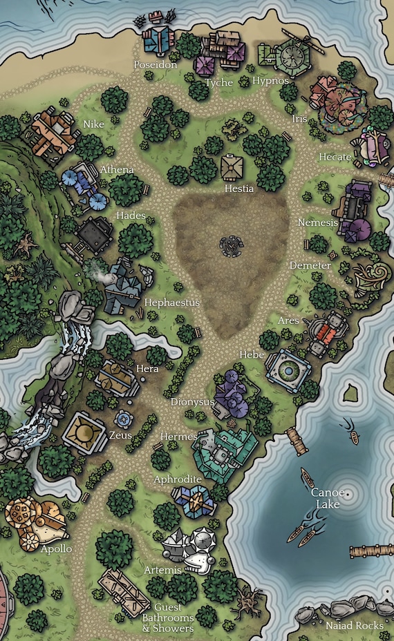 Camp Half-blood Map DIGITAL DOWNLOAD Percy Jackson Camp Map 