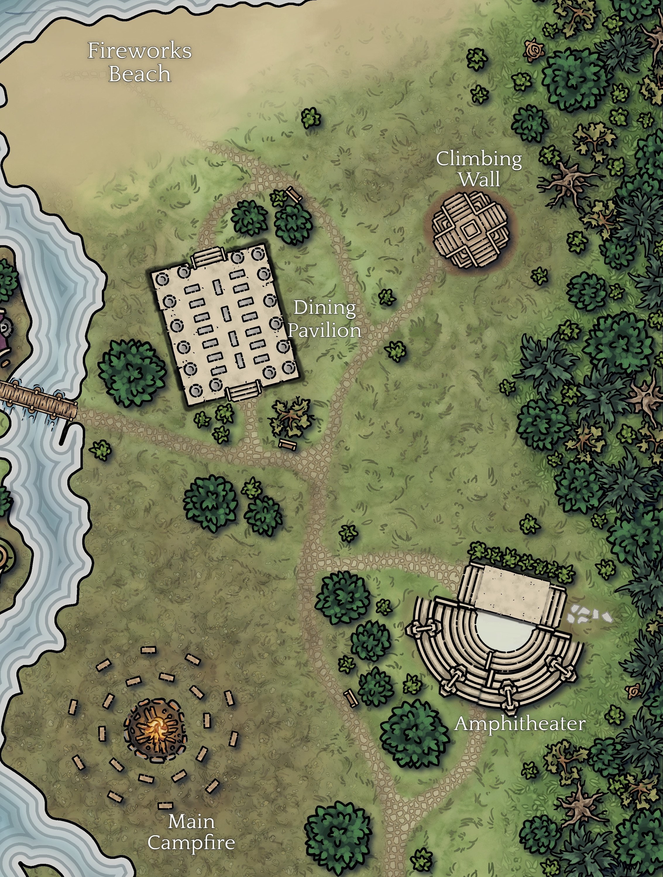 Map of Camp Halfblood- Redrawn for a personal copy by demigod