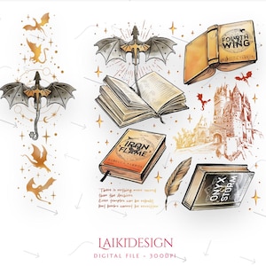Può includere: Un'illustrazione digitale con draghi, un castello e libri intitolati Fourth Wing, Iron Flame e Onyx Storm. L'opera include una piuma, accenti a forma di stella e il testo: There is nothing more sacred than the Archives. Even temples can be rebuilt, but books cannot be rewritten.