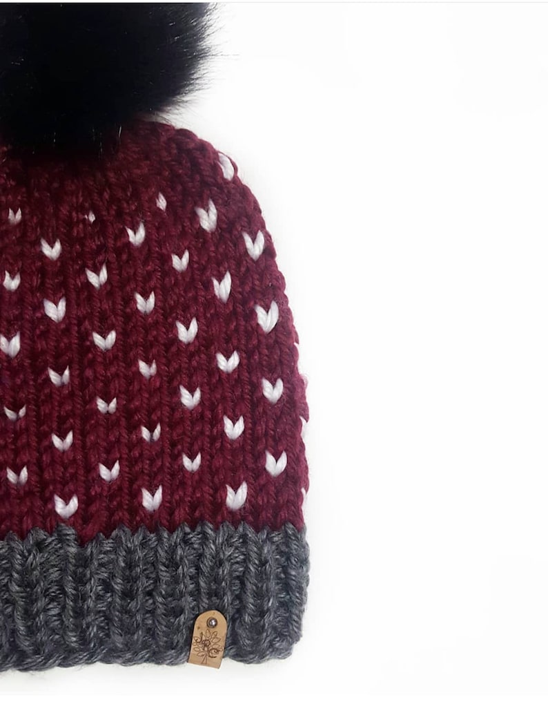 Knitting Pattern // Fair Isle, Beginner, Hearts, Market Prep, Beanie, Toque, Knit, Easy, Adult, Kids, Cozy, Cute, Quick // The Kimberly Hat image 8