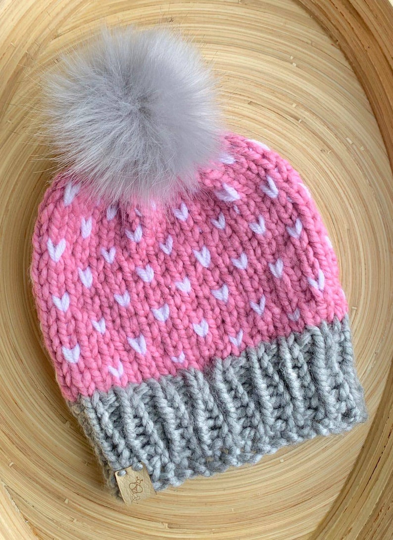 Knitting Pattern // Fair Isle, Beginner, Hearts, Market Prep, Beanie, Toque, Knit, Easy, Adult, Kids, Cozy, Cute, Quick // The Kimberly Hat image 7