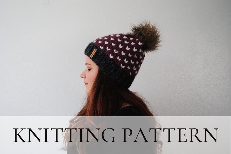 Knitting Pattern // Fair Isle, Beginner, Hearts, Market Prep, Beanie, Toque, Knit, Easy, Adult, Kids, Cozy, Cute, Quick // The Kimberly Hat image 1