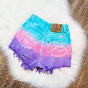 Vintage Levi 501 Ombre Rainbow Studded Shorts - Size 23/24" waist