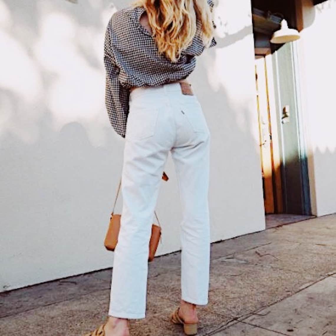 Levi White Vintage High Waist Jeans - All Sizes, Customized to Order - Etsy