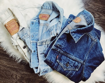 Levi Vintage Denim Trucker Jackets, all sizes, all washes, custom to order jean jackets