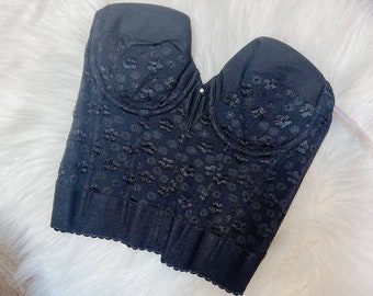 Vintage Dominique Floral Lace Bustier - Size 32B/34A