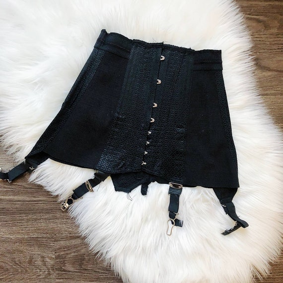 Vintage 1940s Black Girdle Skirt 24" or 25" waist