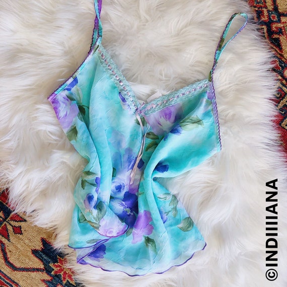 Vintage Floral Satin Camisole Top, California Dyna