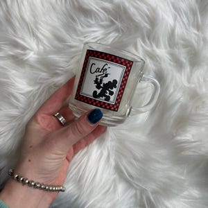 Vintage Cafe Mickey Mouse Disney Glass Mug - EUC image 1