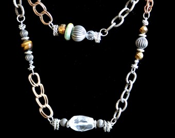 Double Mixed Metal Choker w/ Earrings