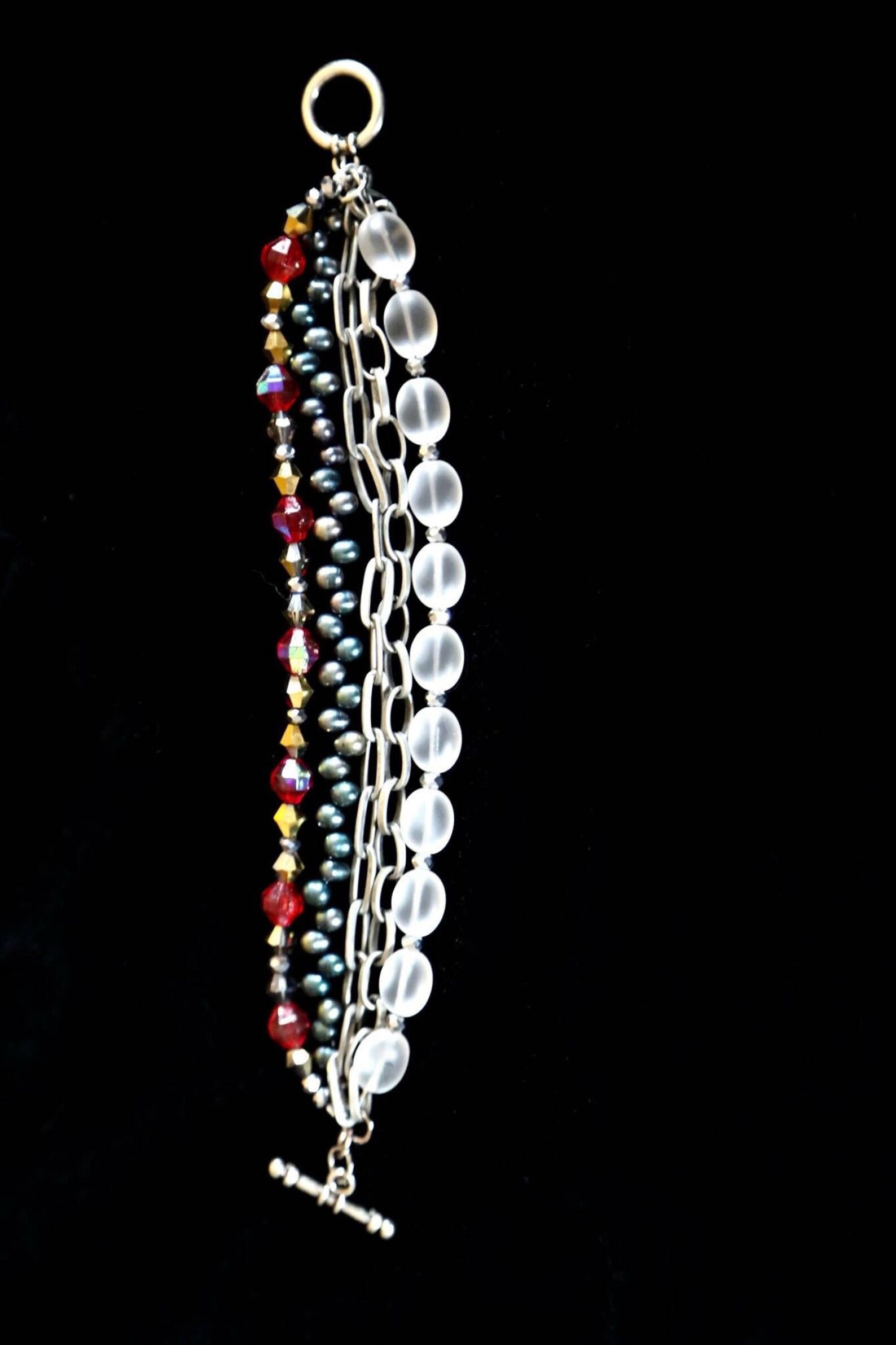 Mixed Metal Charm Statement Bracelets Etsy