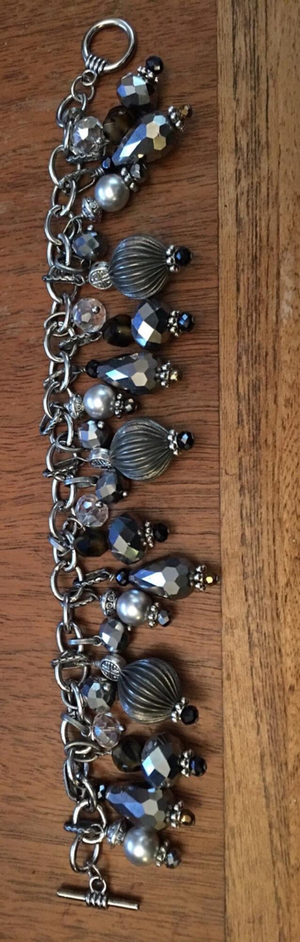 Mixed Metal Charm Statement Bracelets Etsy