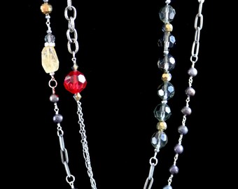 Classic Single Long Strand Necklace w/ Twist Bracelet