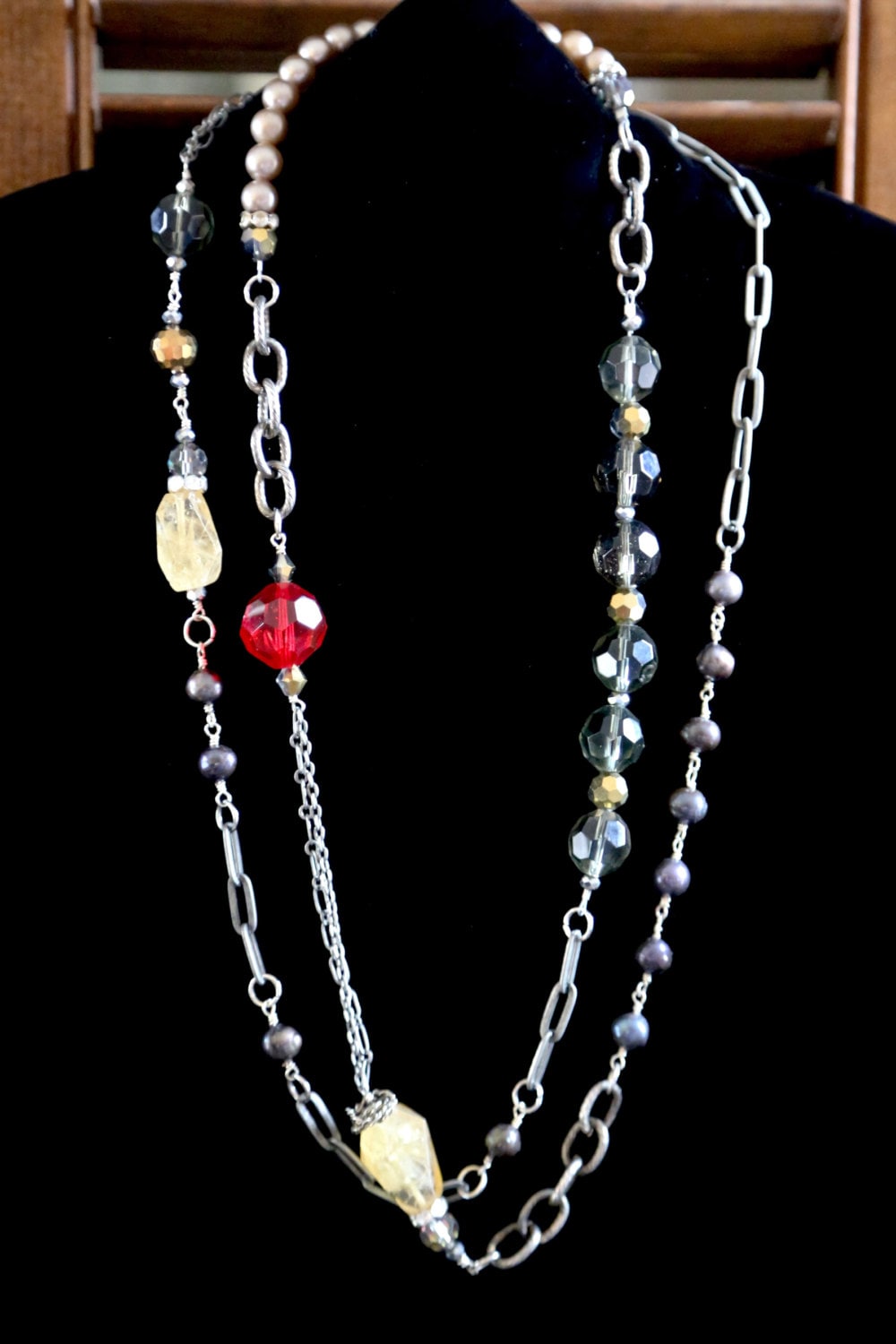 Classic Single Long Strand Necklace W/ Twist Bracelet Etsy