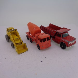 1960s Vintage Lesney Moko Matchbox No.26b Cement Mixer Truck  24b Hydraulic excavator 48c Dumper truck
