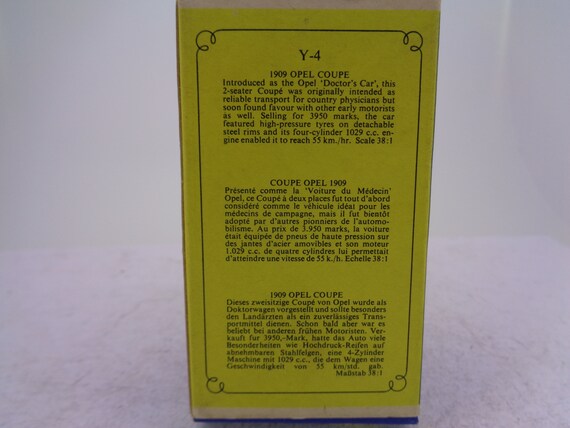 1960s Lesney Matchbox Models of Yesteryear Y-4 1909 Opel