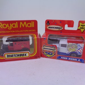 2x Matchbox Models - Royal Mail limited edition Ford model T van &  50th anniversary collection Ford model A