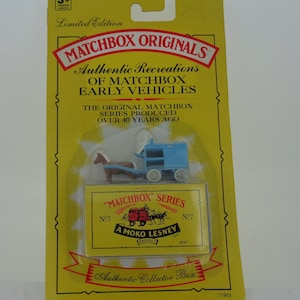1993 Matchbox Originale - Authentische Nachbildungen von Streichholzschachteln frühe Fahrzeuge No.7 Pferde-gezeichnete Milchwagen - Boxed